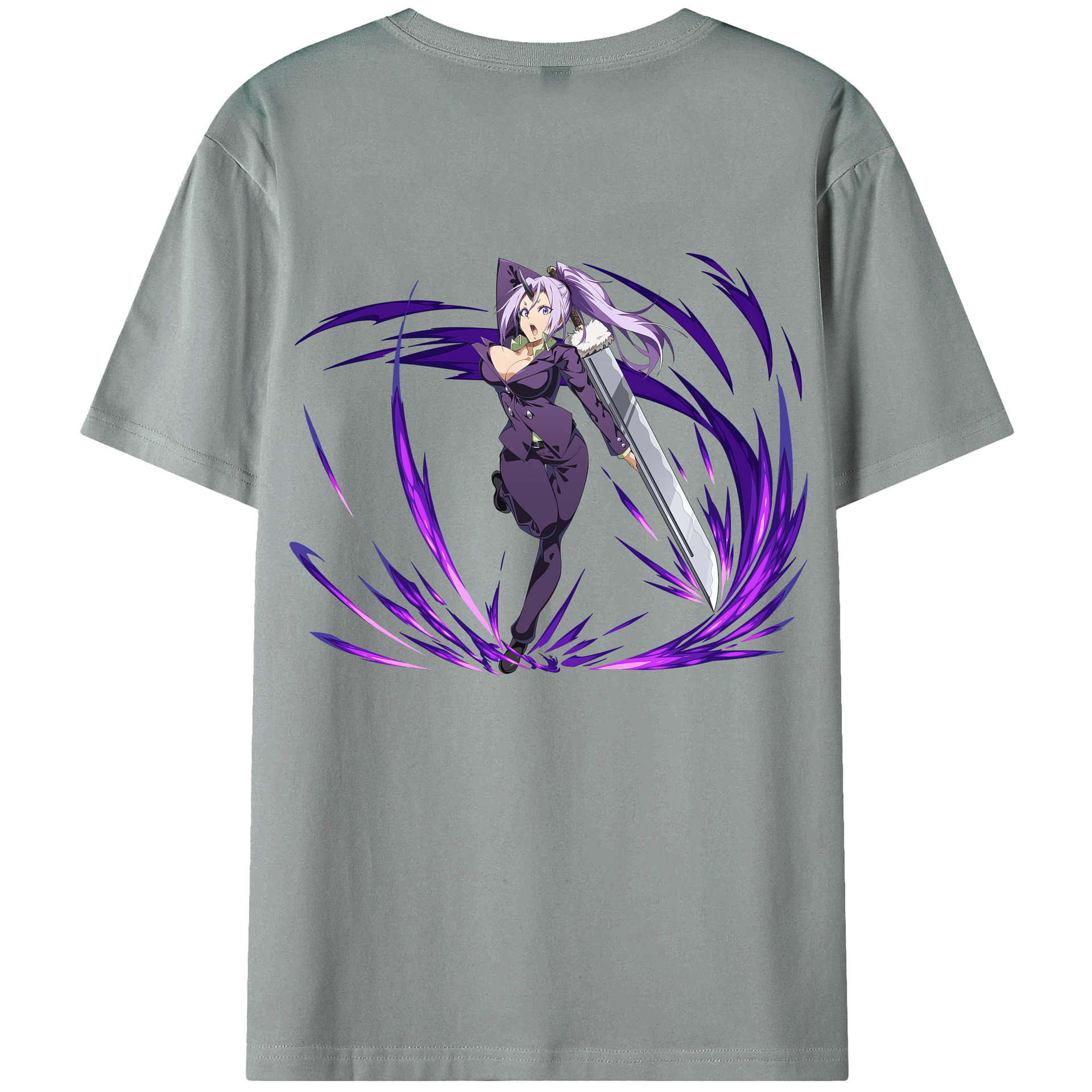 （画像用） 転スラ Regarding Reincarnated to Slime 綿100％ メンズ半袖Tシャツ（バックプリント） 通気性